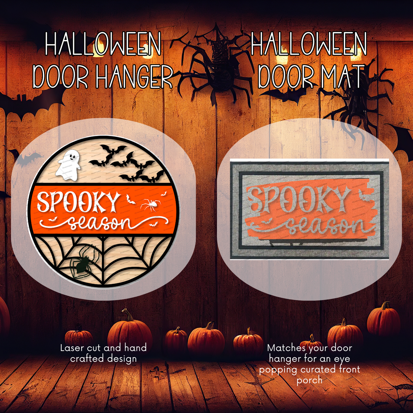 Halloween Door Hanger and Doormat Bundle