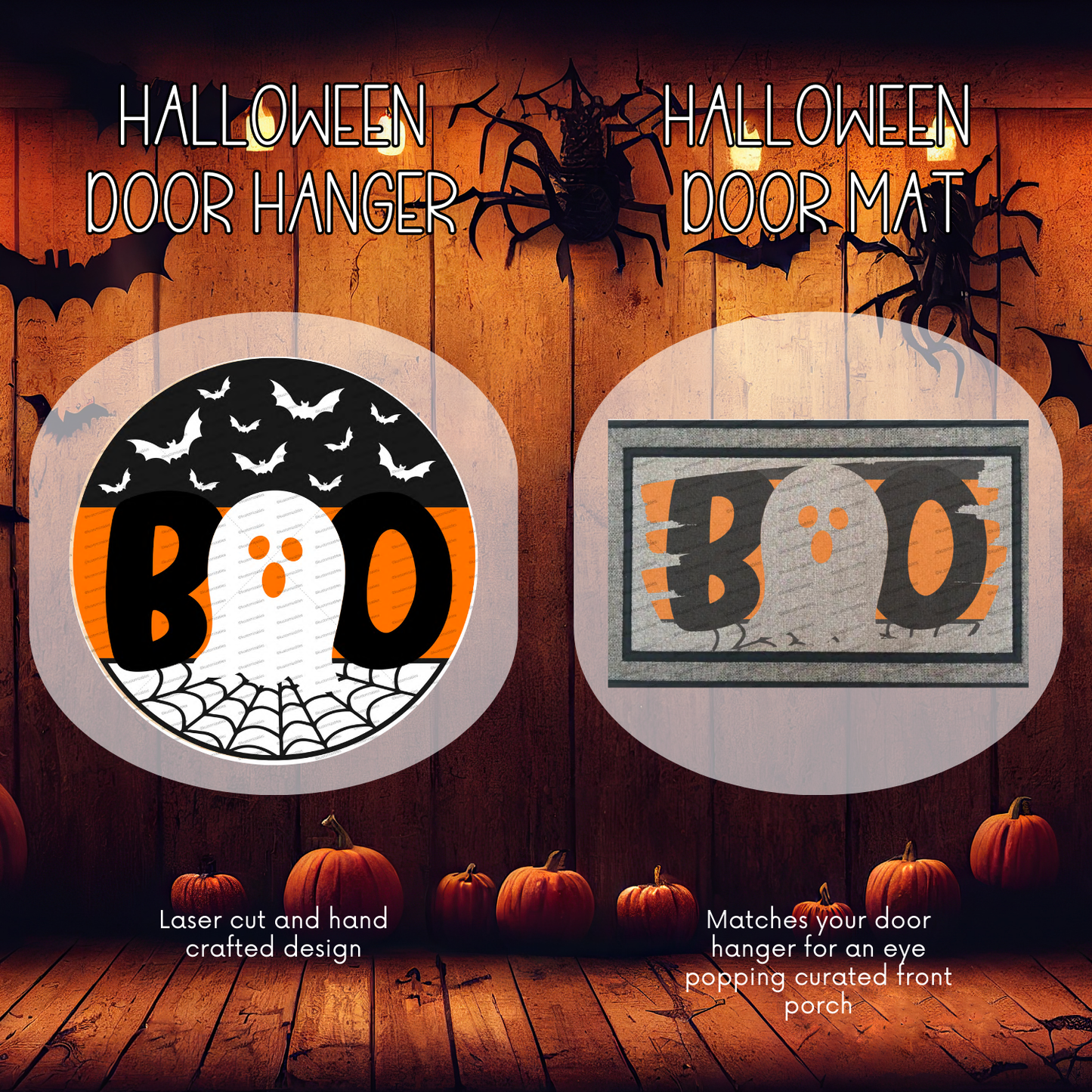 Halloween Door Hanger and Doormat Bundle