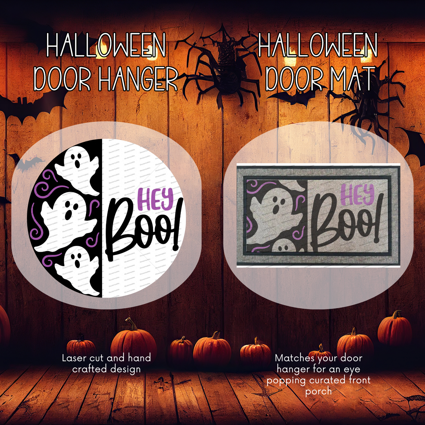 Halloween Door Hanger and Doormat Bundle