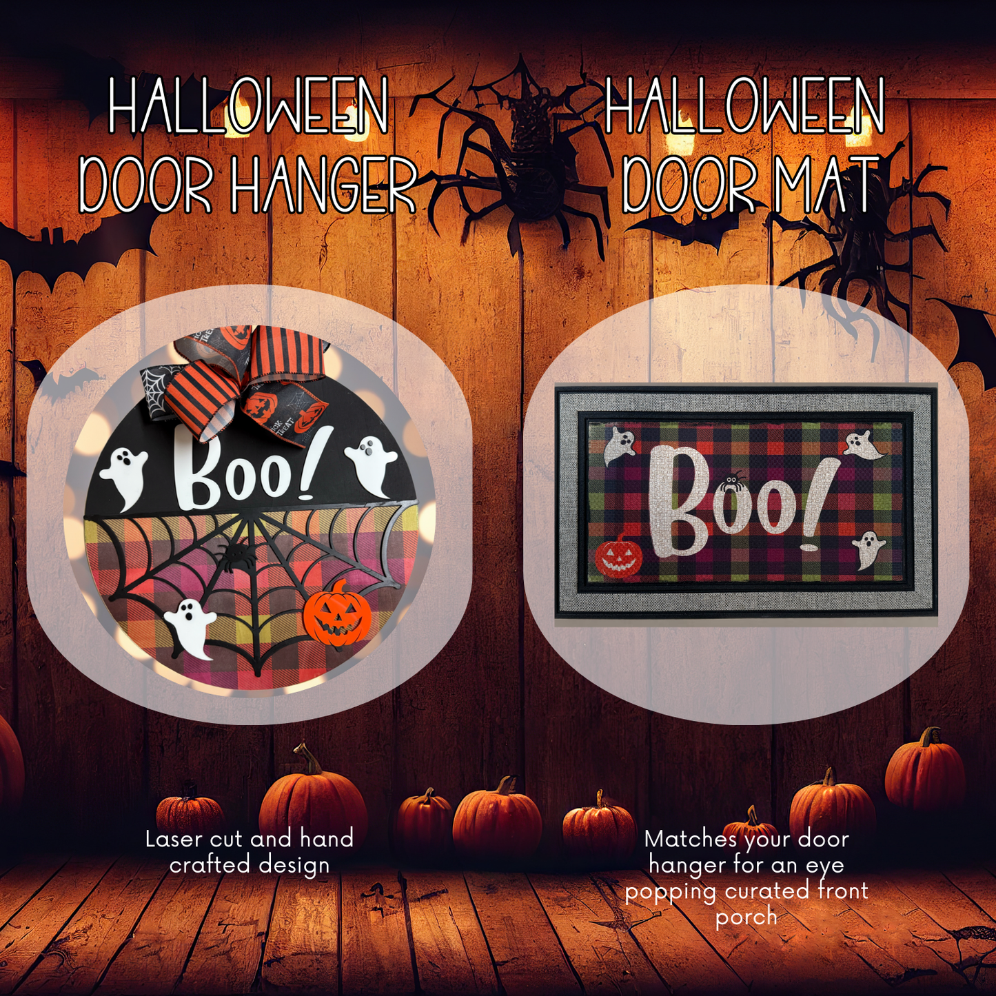 Halloween Door Hanger and Doormat Bundle