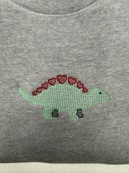 Dino Valentine Youth Sweatshirt - Embroidered