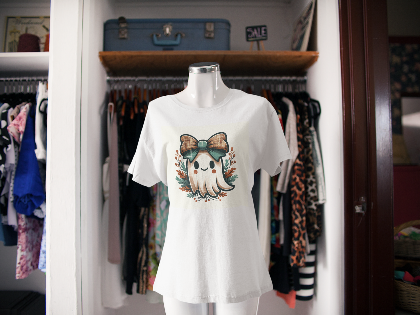 Cute Ghost with Bow T-Shirt